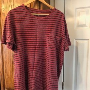 J.Crew XL Red and Navy Stripped Pocket Tee